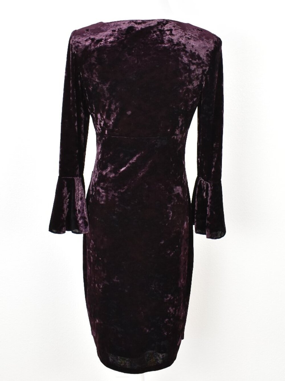 Lauren Ralph Lauren Velvet Faux Wrap Flutter Bell Sleeve Sheath Dress - 8 - Picture 4 of 10